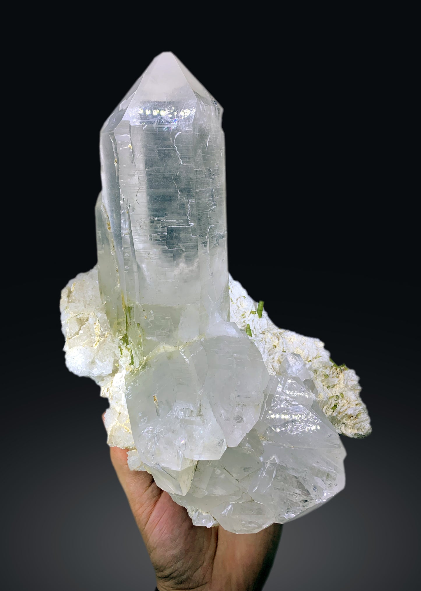 Green Tourmaline Crystals on Albite and Quartz from Pakistan - 3.3 Kg
