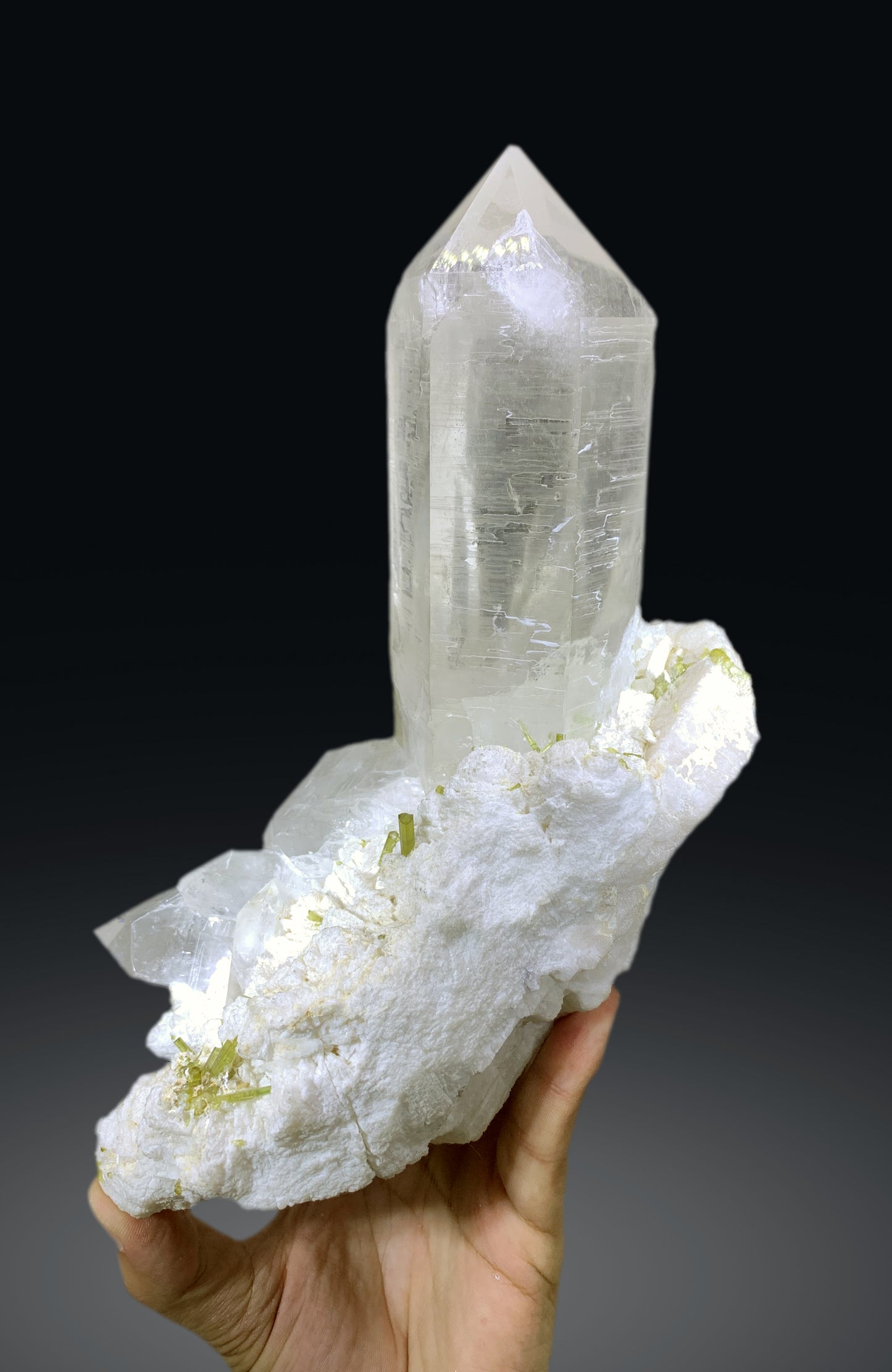 Green Tourmaline Crystals on Albite and Quartz from Pakistan - 3.3 Kg