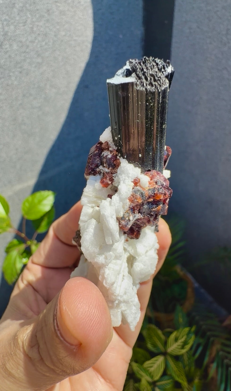 Spessartine Red Garnet With Schorl and Feldspar From Pakistan - 93 Grams