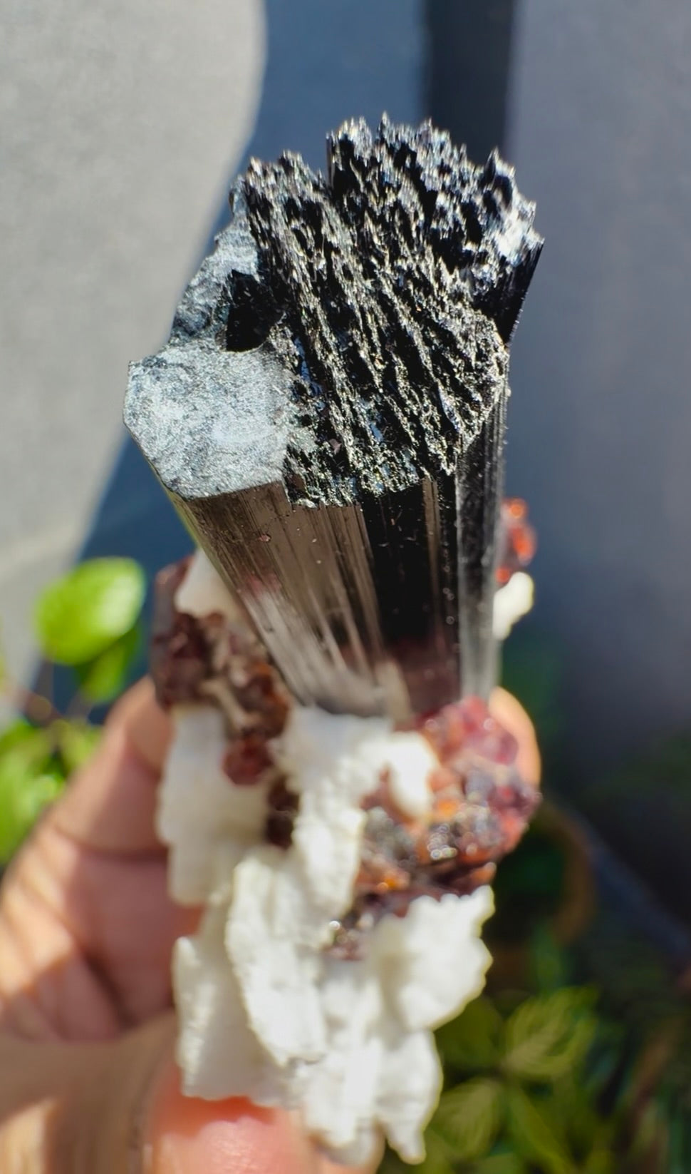 Spessartine Red Garnet With Schorl and Feldspar From Pakistan - 93 Grams