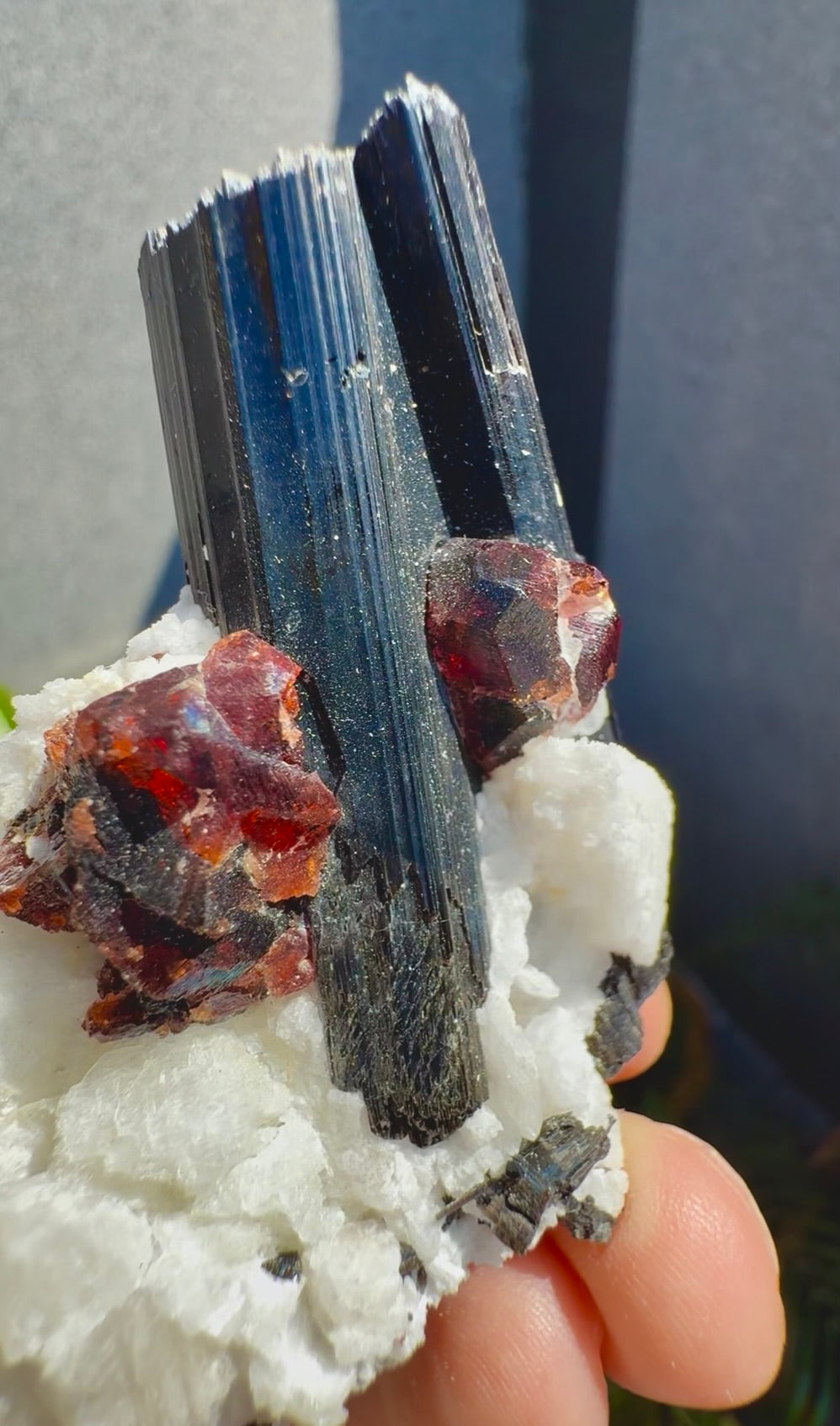 Spessartine Red Garnet With Schorl and Feldspar From Pakistan - 93 Grams