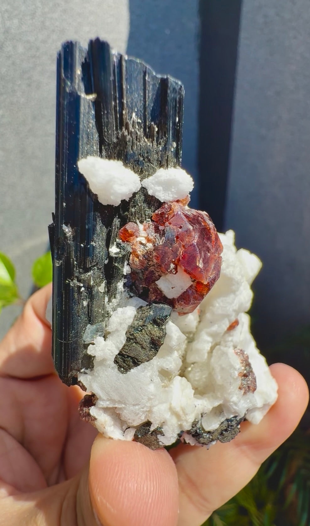 Spessartine Red Garnet With Schorl and Feldspar From Pakistan - 93 Grams