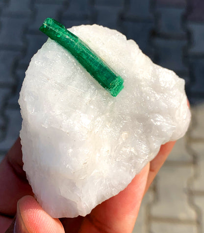 Lush Green Color Emerald Crystal on Matrix, Emerald Specimen, Raw Mineral, Emerald Stone, Emerald from Pakistan - 108 gram