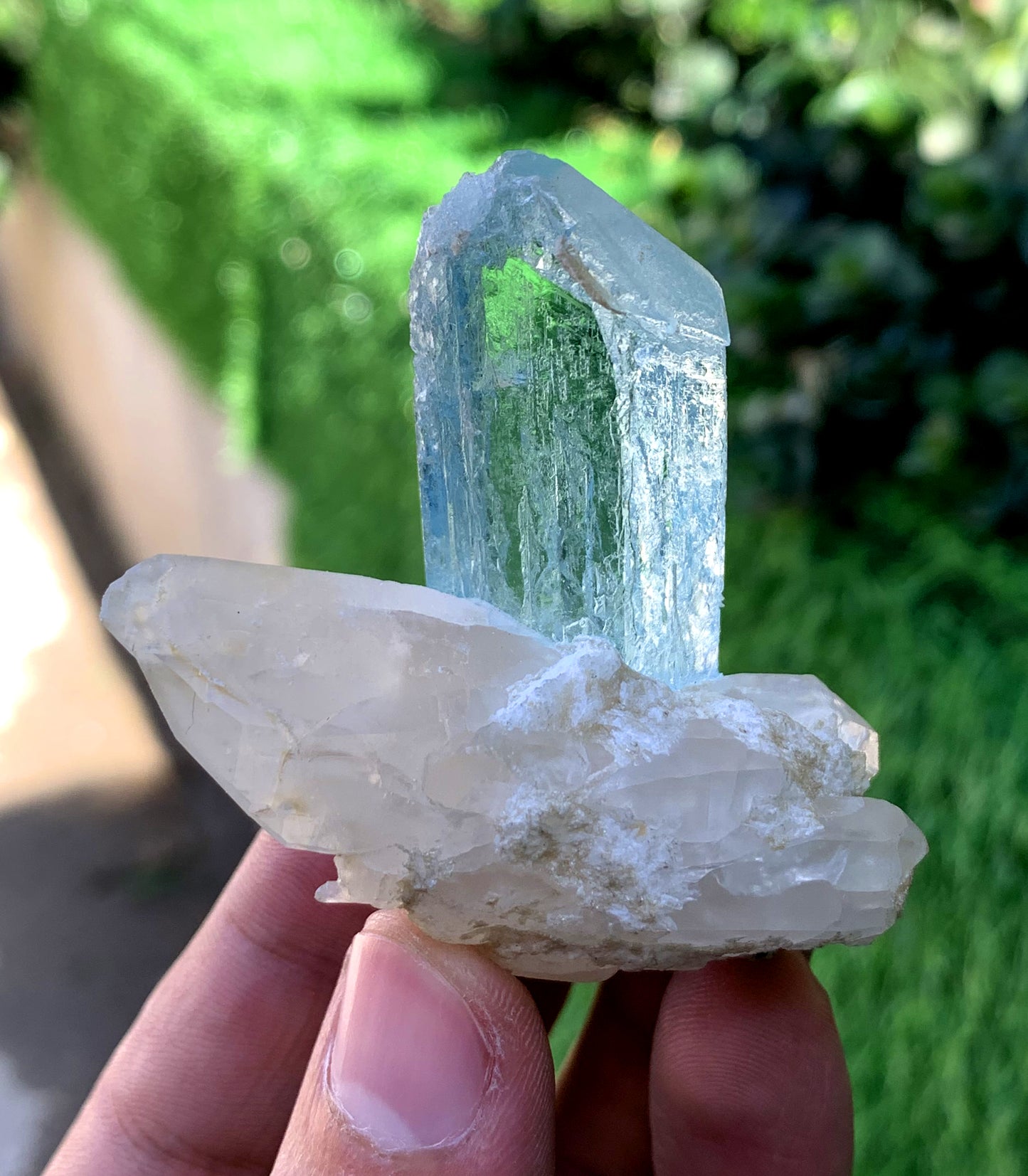 Gemmy Blue Aquamarine on Quartz from Shigar valley Pakistan - 54 grams