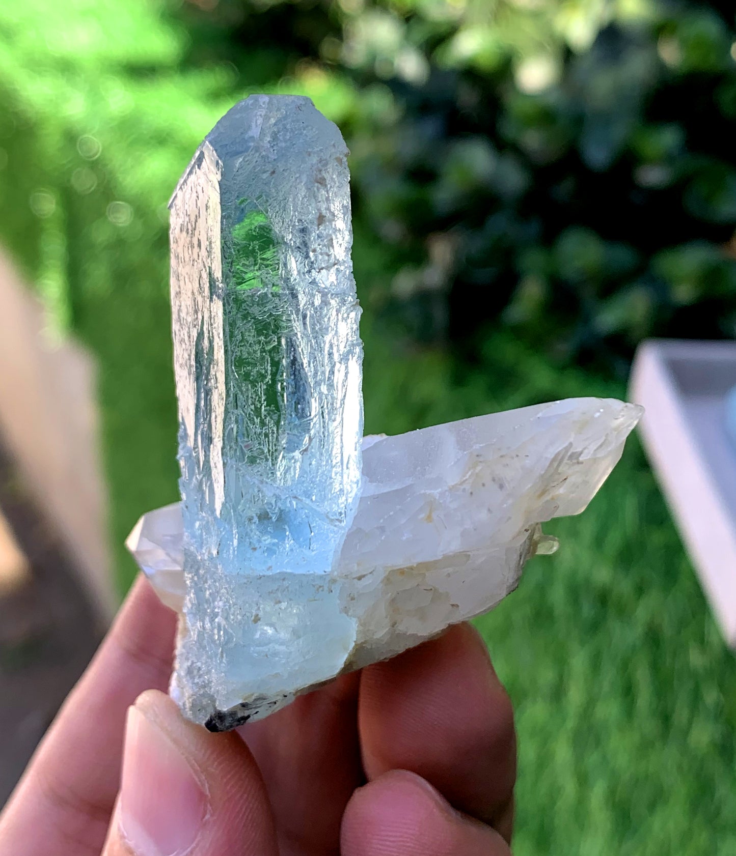 Gemmy Blue Aquamarine on Quartz from Shigar valley Pakistan - 54 grams