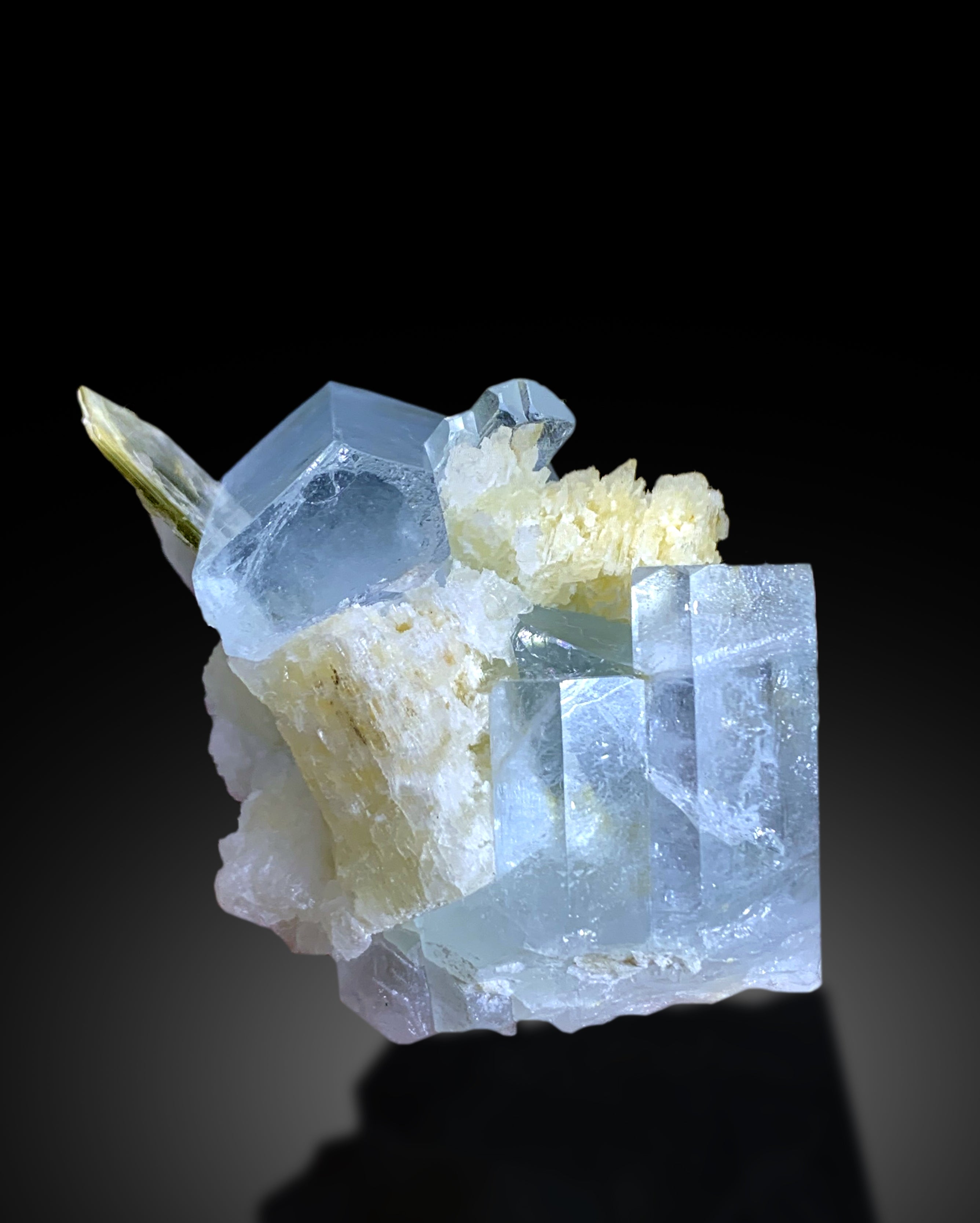 Sky Blue Aquamarine Crystals on Mica from Pakistan - 77 gram
