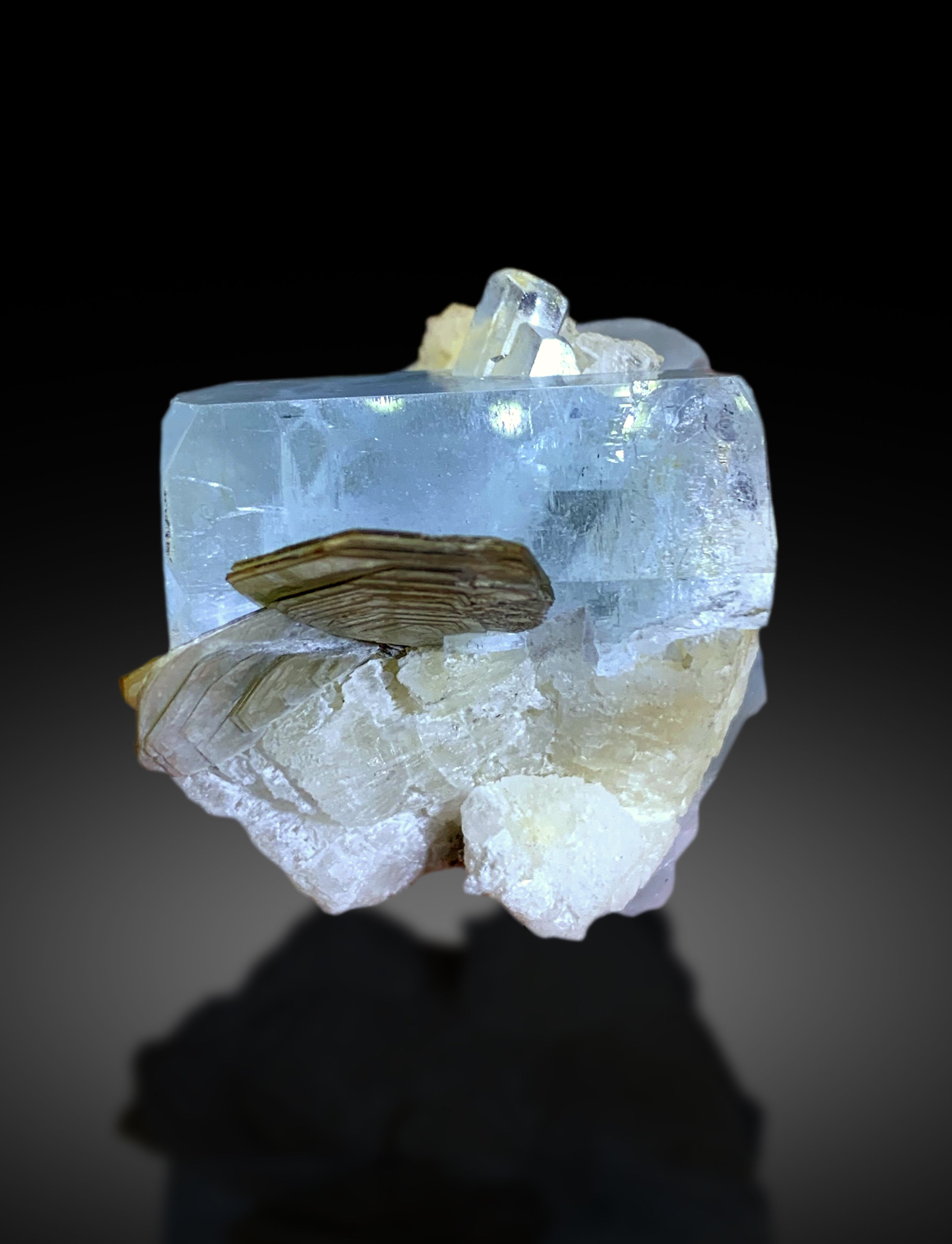 Sky Blue Aquamarine Crystals on Mica from Pakistan - 77 gram