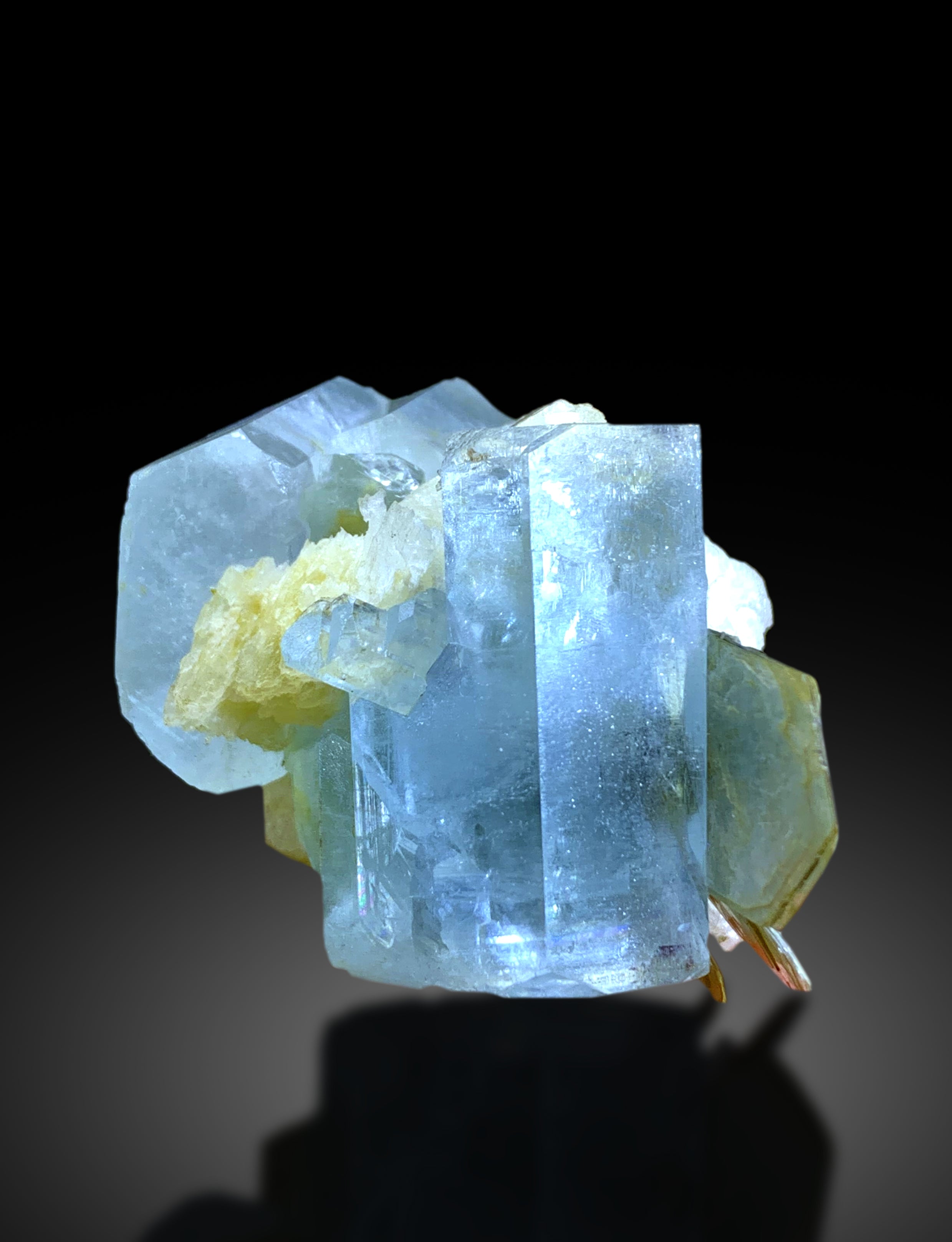 Sky Blue Aquamarine Crystals on Mica from Pakistan - 77 gram