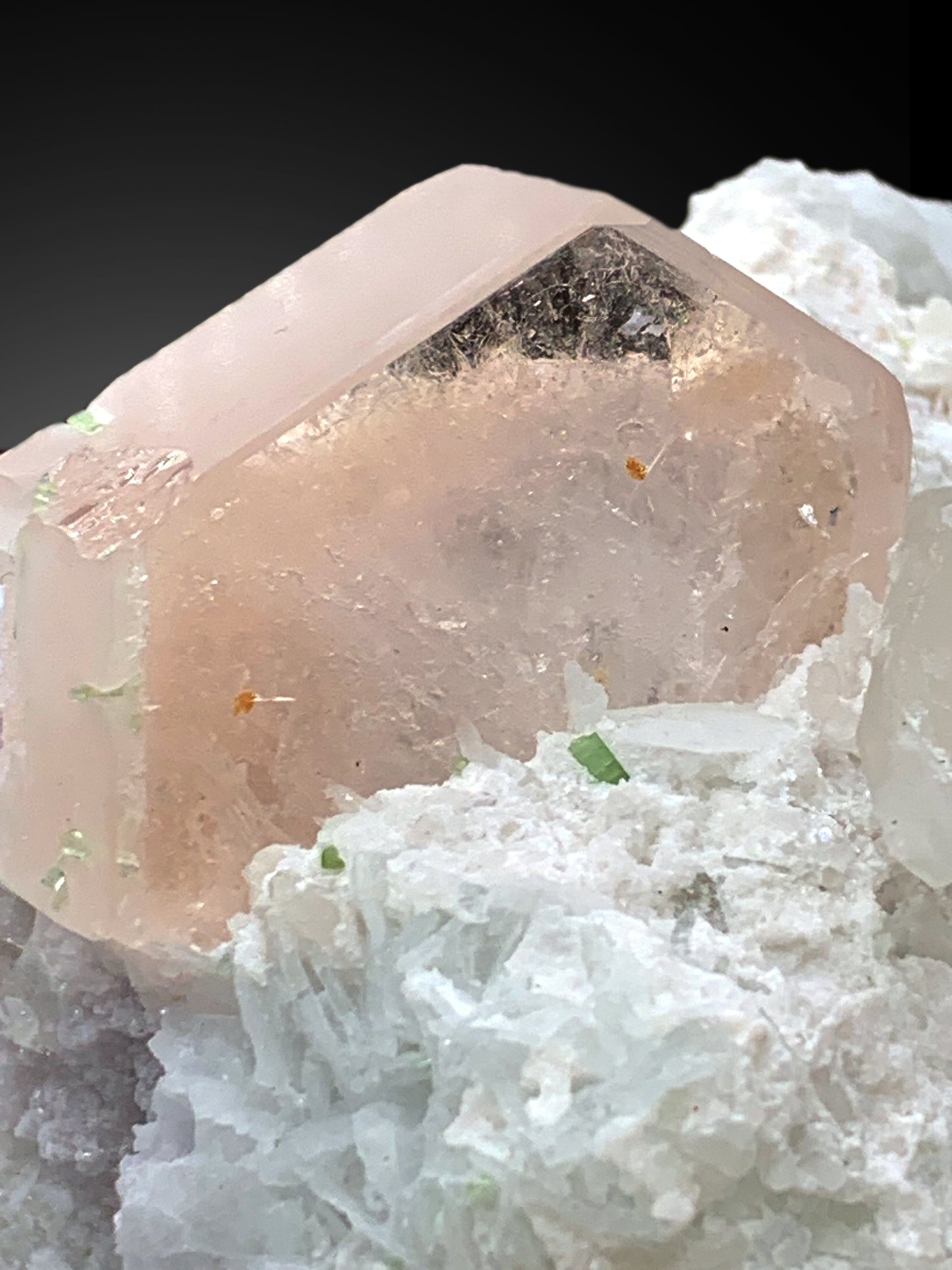Natural Pink Morganite with Tourmalines, Quartz Microclite and Cleavelandite Albite Specimen - 308 grams