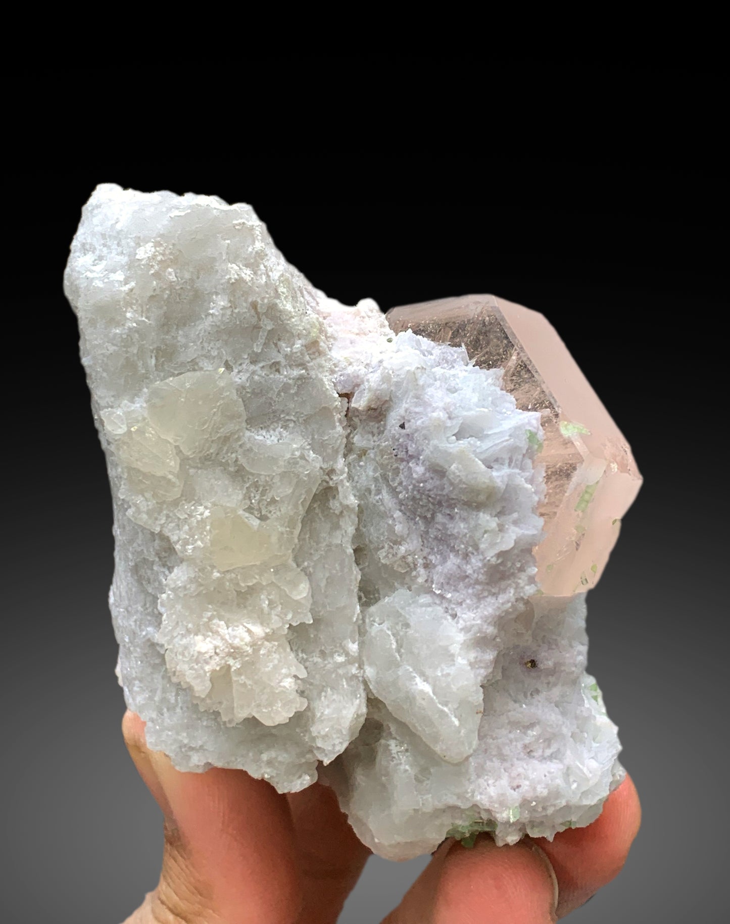 Natural Pink Morganite with Tourmalines, Quartz Microclite and Cleavelandite Albite Specimen - 308 grams