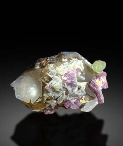 Watermelon Tourmaline on Smoky Quartz and Lepidolite from Paprok Afghanistan - 174 gram