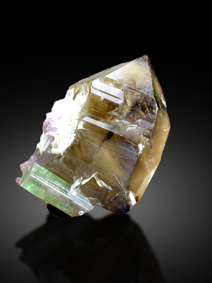 Watermelon Tourmaline on Smoky Quartz and Lepidolite from Paprok Afghanistan - 174 gram