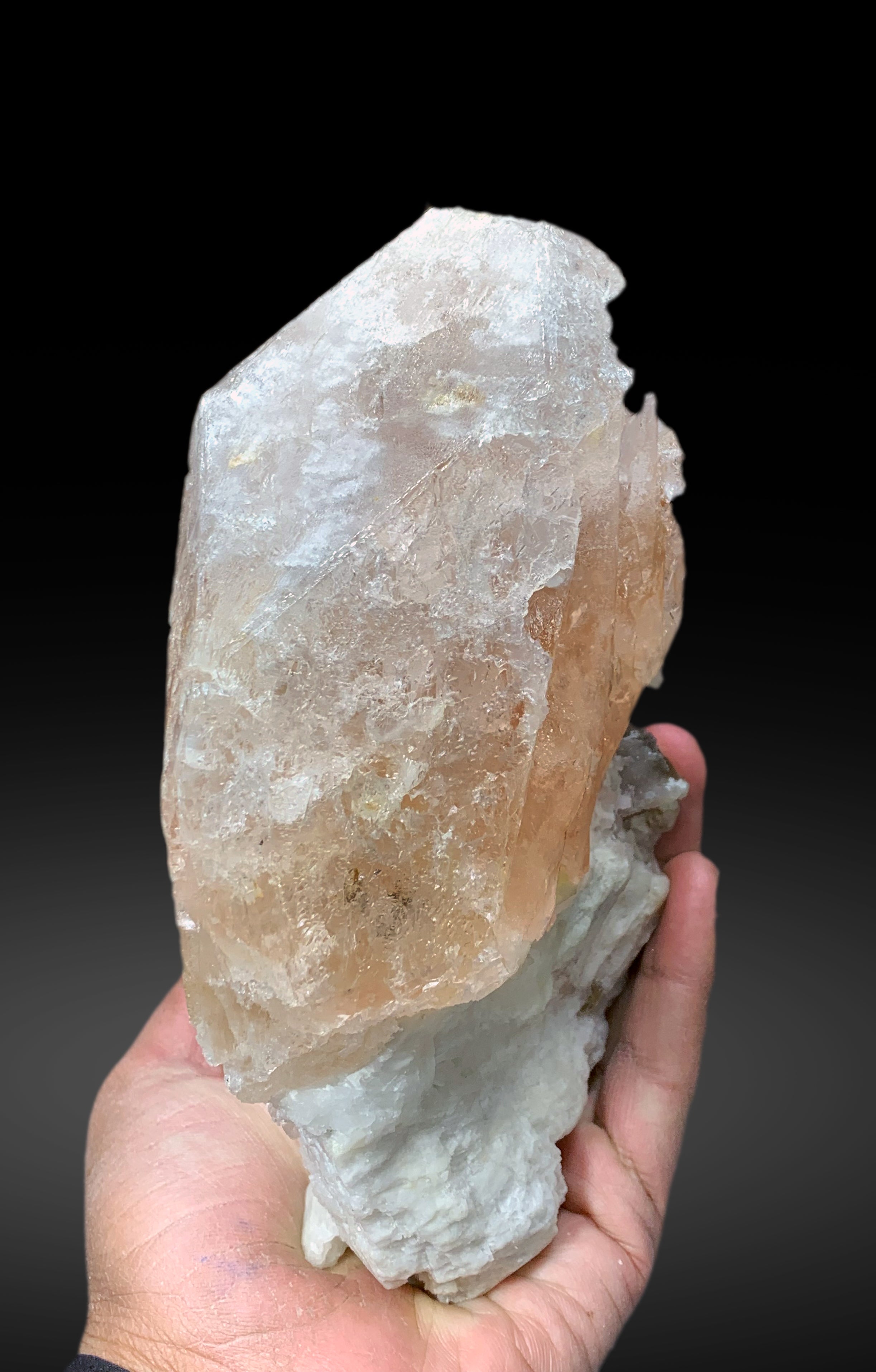 Museum Grade Peach Pink Morganite on Albite from Dara e Pech Afghanistan - 1787 grams