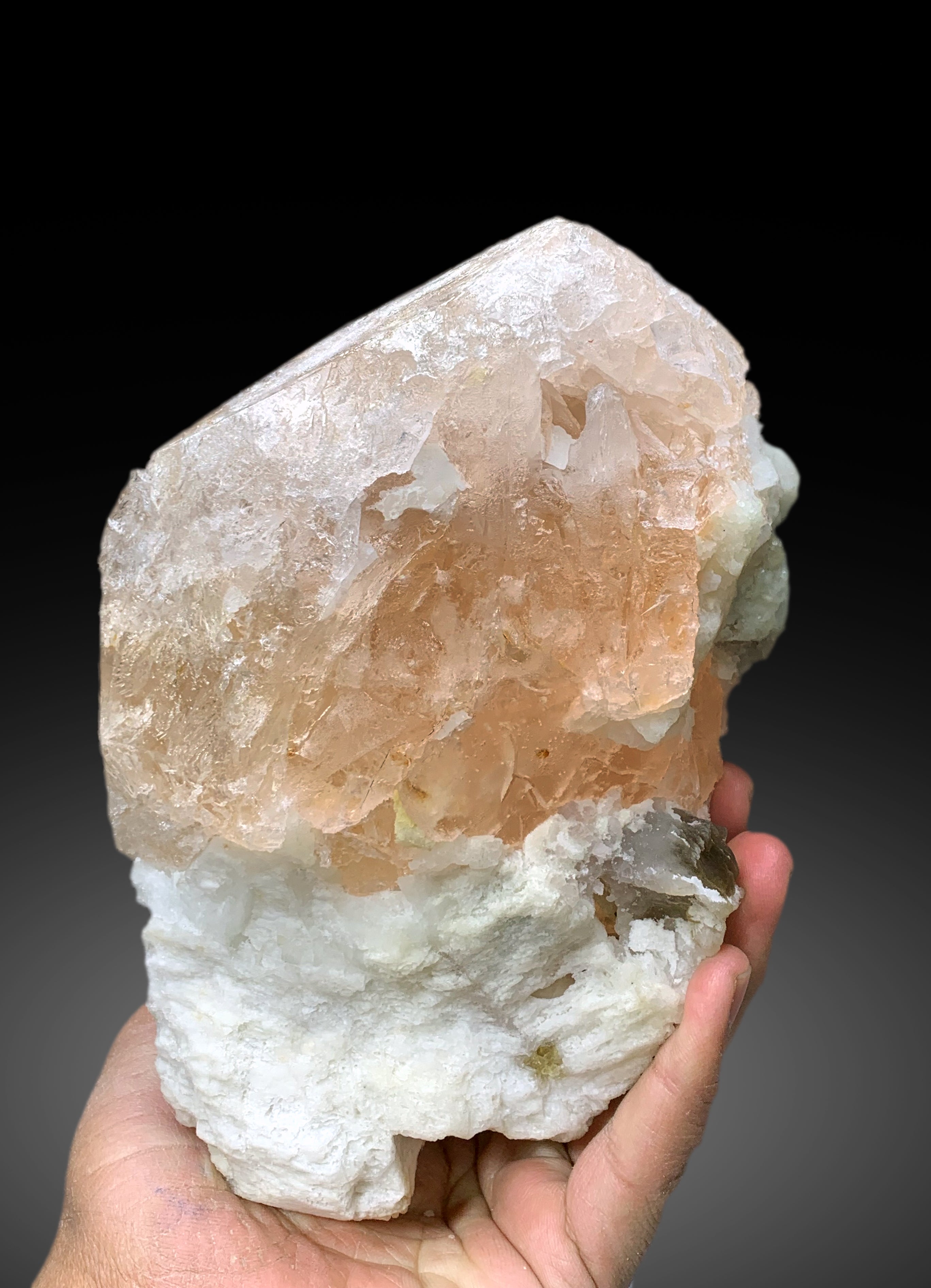 Museum Grade Peach Pink Morganite on Albite from Dara e Pech Afghanistan - 1787 grams