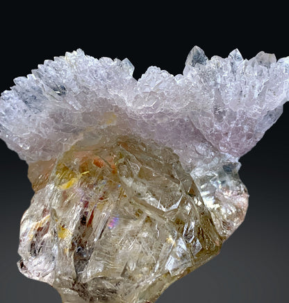 Crystallized Rose Quartz on Elestial Smoky Quartz from Paprok Afghanistan - 56 grams