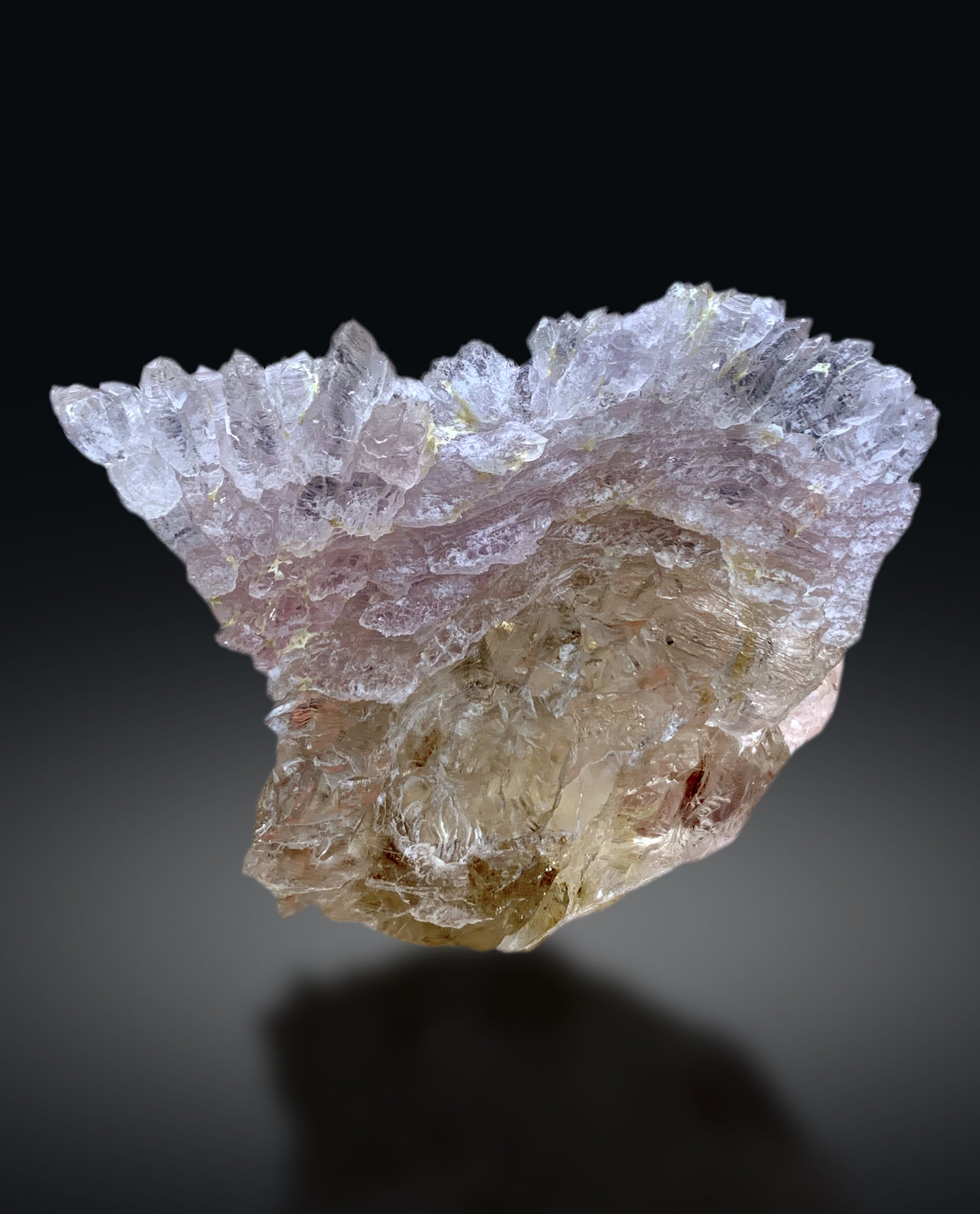 Crystallized Rose Quartz on Elestial Smoky Quartz from Paprok Afghanistan - 56 grams