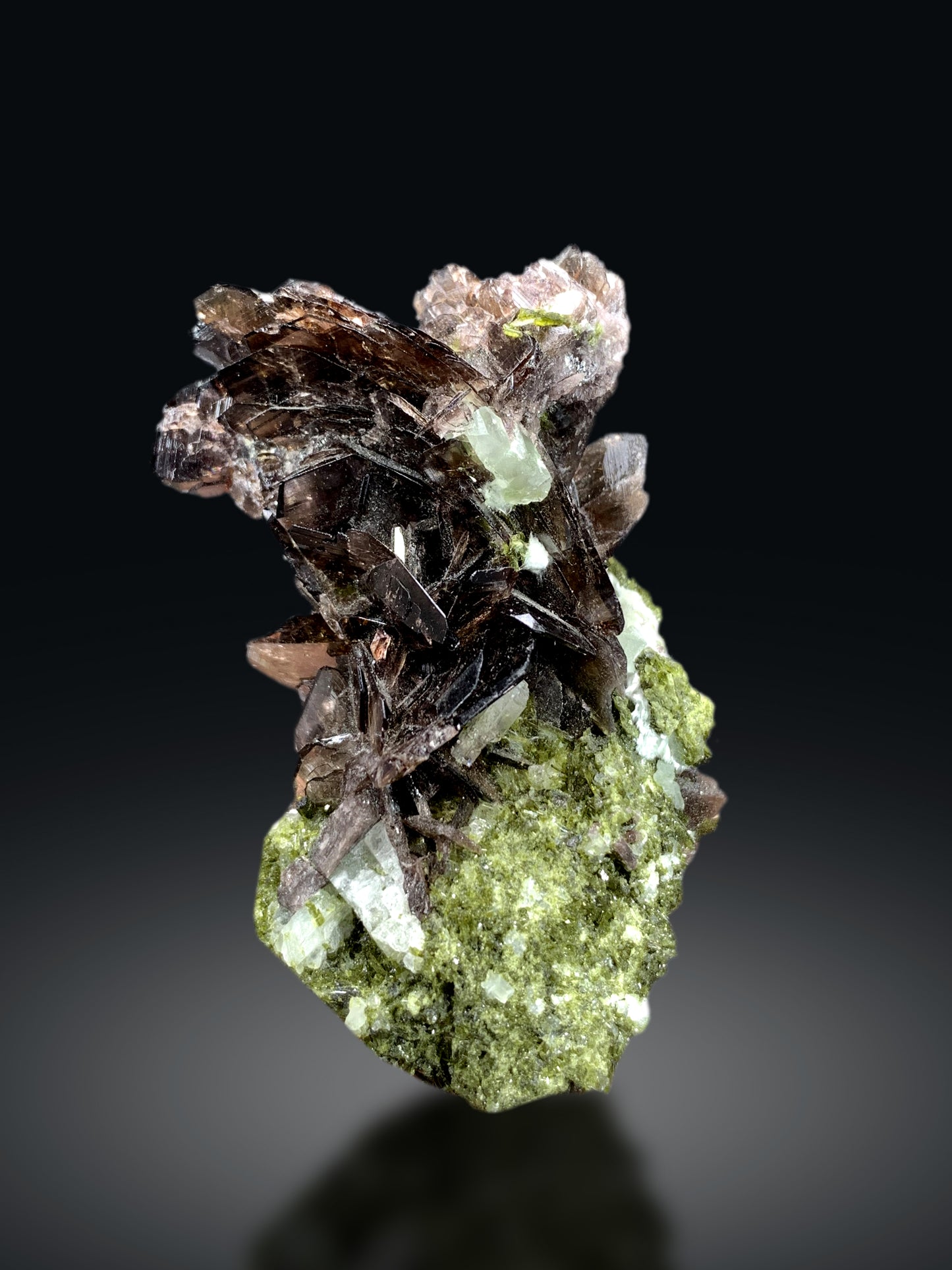 Axinite on Green Epidote from Skardu Pakistan - 85 gram