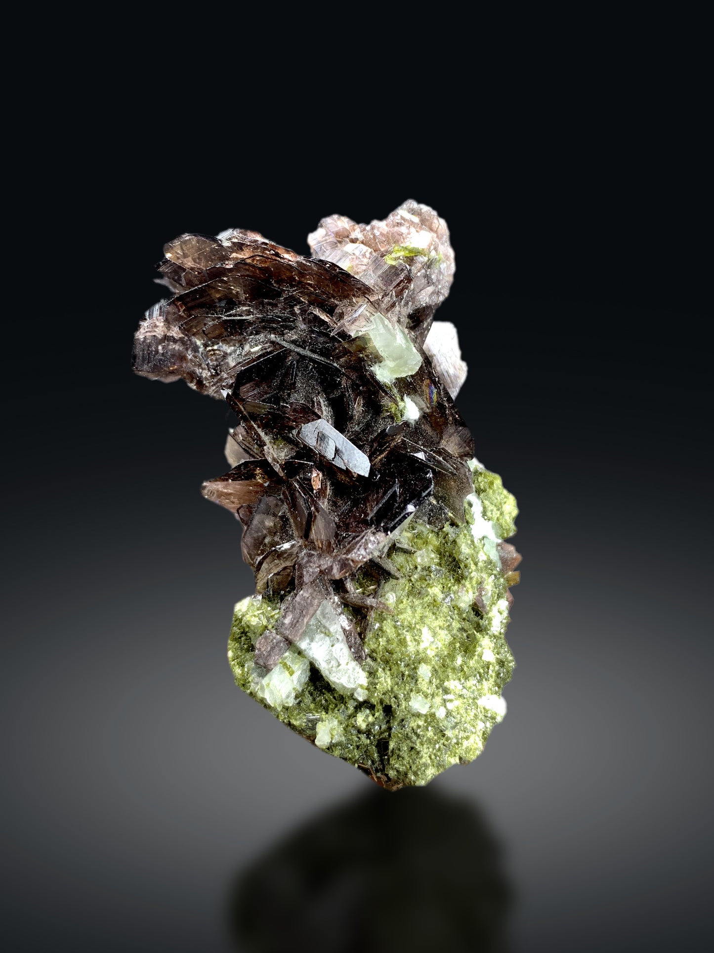 Axinite on Green Epidote from Skardu Pakistan - 85 gram