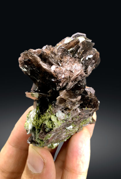 Axinite on Green Epidote from Skardu Pakistan - 85 gram