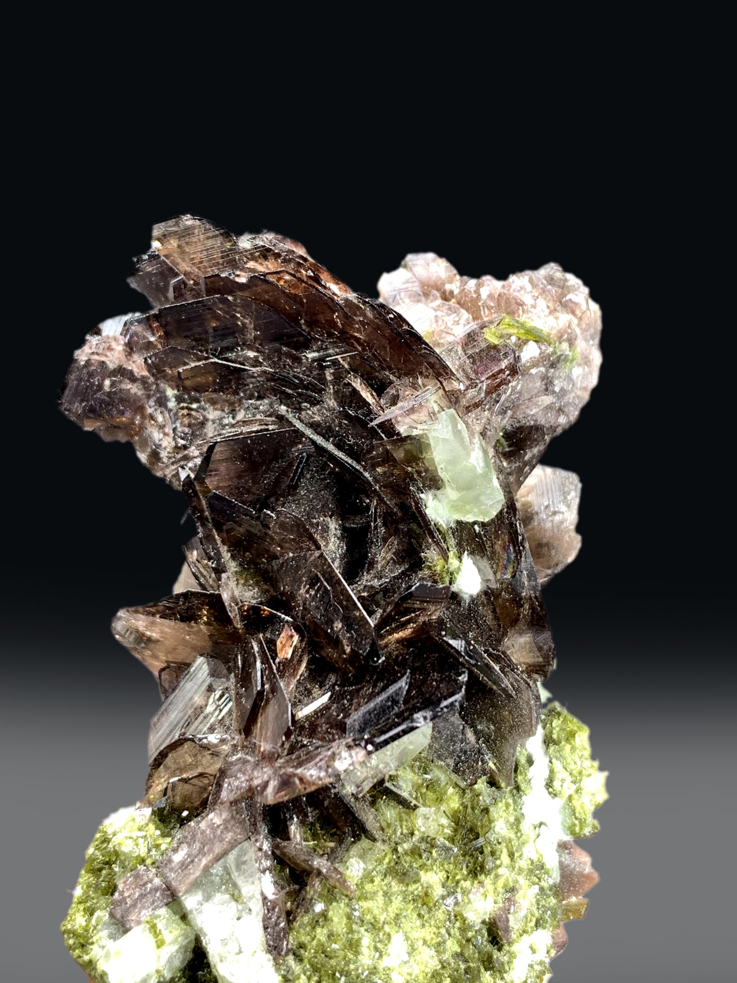 Axinite on Green Epidote from Skardu Pakistan - 85 gram