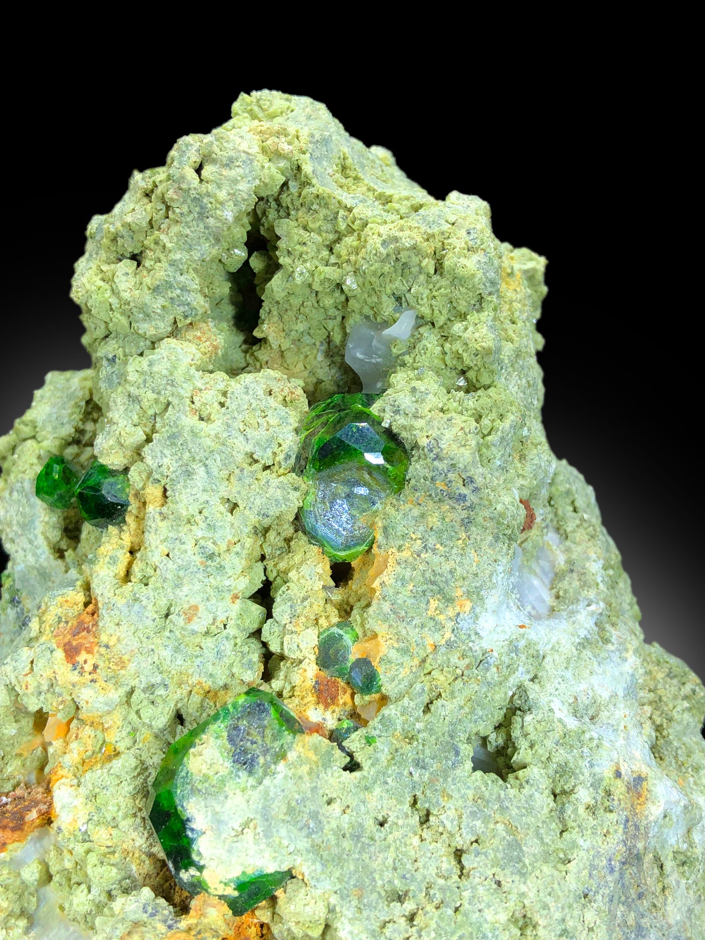 Lush Green Demantoid Garnet Crystals on Matrix, Raw Mineral, Demantoid Garnet Specimen - 590 gram
