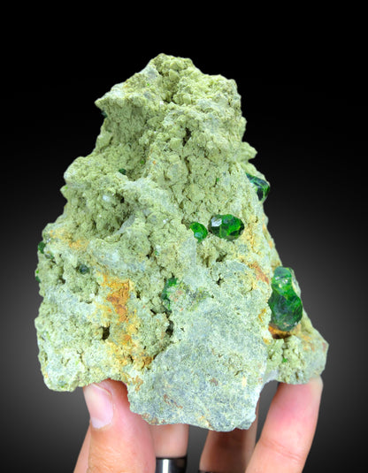 Lush Green Demantoid Garnet Crystals on Matrix, Raw Mineral, Demantoid Garnet Specimen - 590 gram