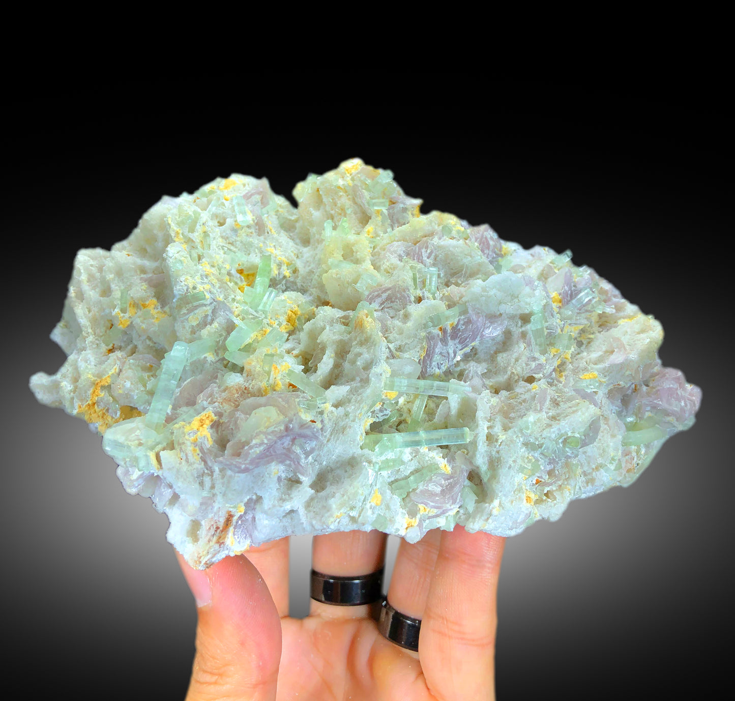Natural Green Tourmaline Crystals on Lepidolite, Tourmaline Specimen, Raw Mineral, Tourmaline from Afghanistan - 677 gram