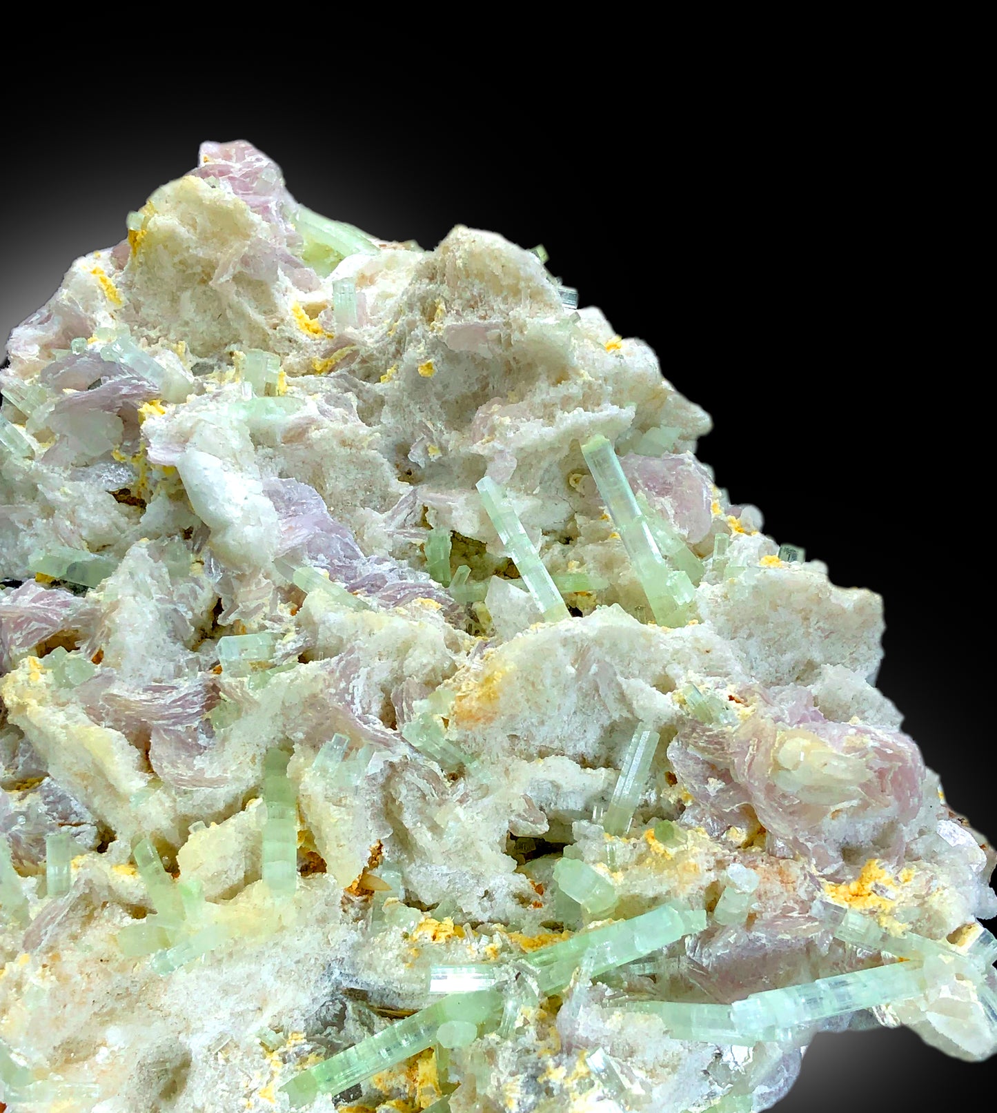 Natural Green Tourmaline Crystals on Lepidolite, Tourmaline Specimen, Raw Mineral, Tourmaline from Afghanistan - 677 gram