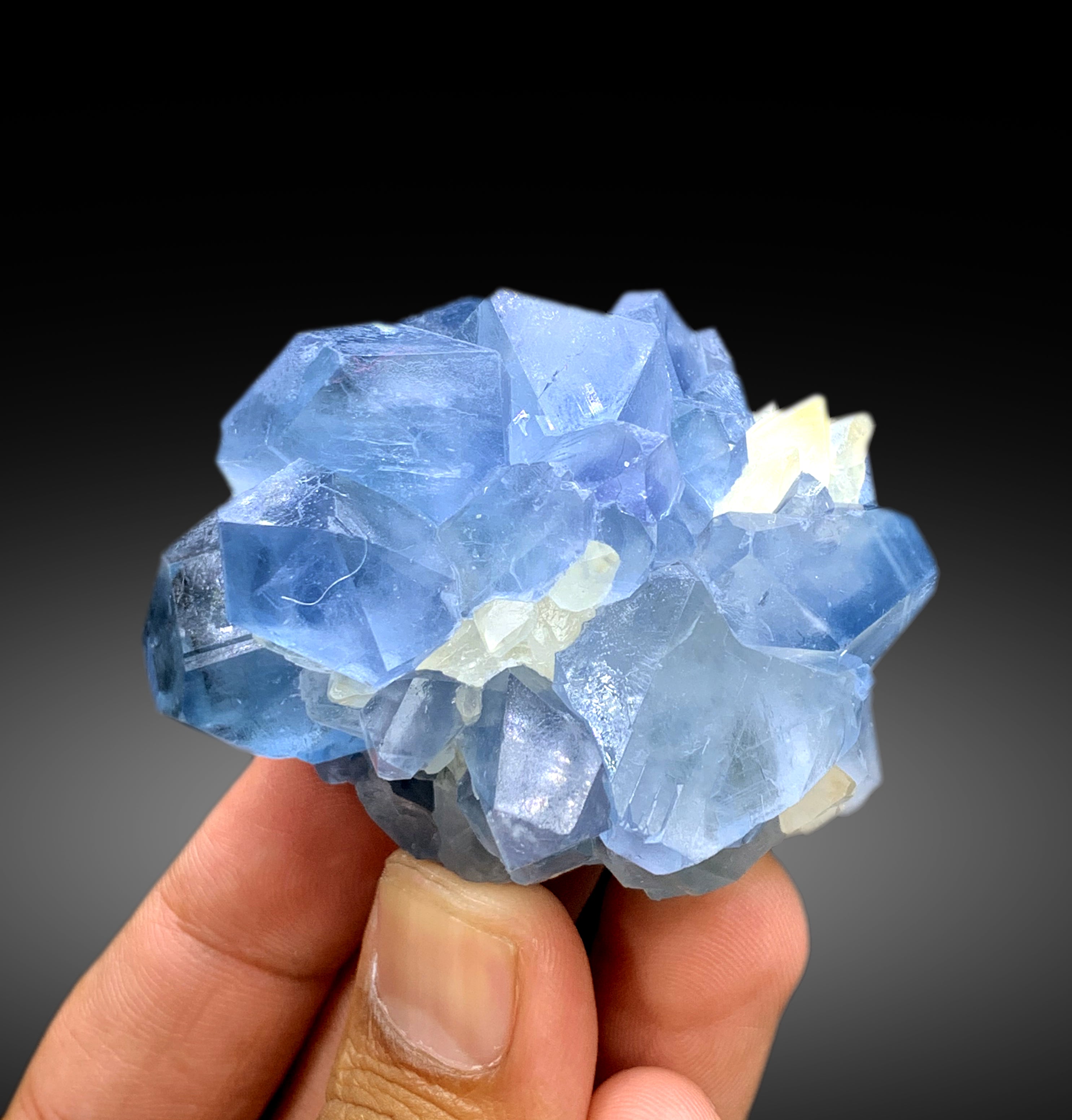 Natural Blue Color Celestine Cluster on Calcite from Afghanistan - 233 grams