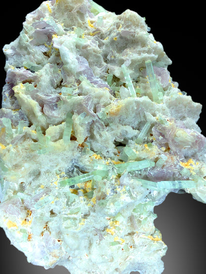 Natural Green Tourmaline Crystals on Lepidolite, Tourmaline Specimen, Raw Mineral, Tourmaline from Afghanistan - 677 gram
