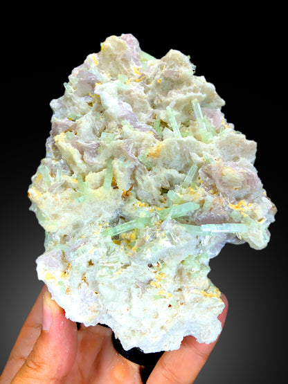 Natural Green Tourmaline Crystals on Lepidolite, Tourmaline Specimen, Raw Mineral, Tourmaline from Afghanistan - 677 gram