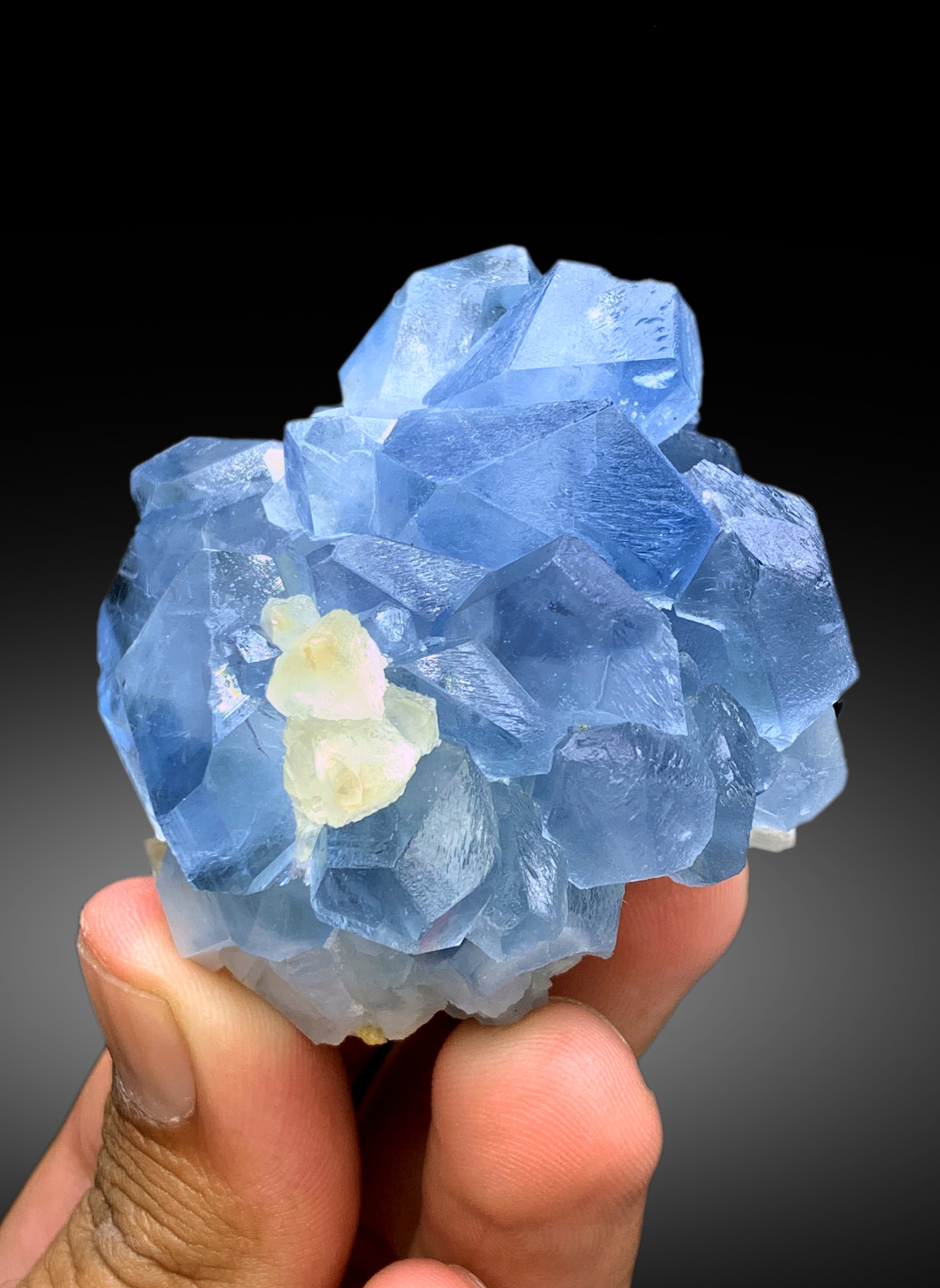 Natural Blue Color Celestine Cluster on Calcite from Afghanistan - 233 grams