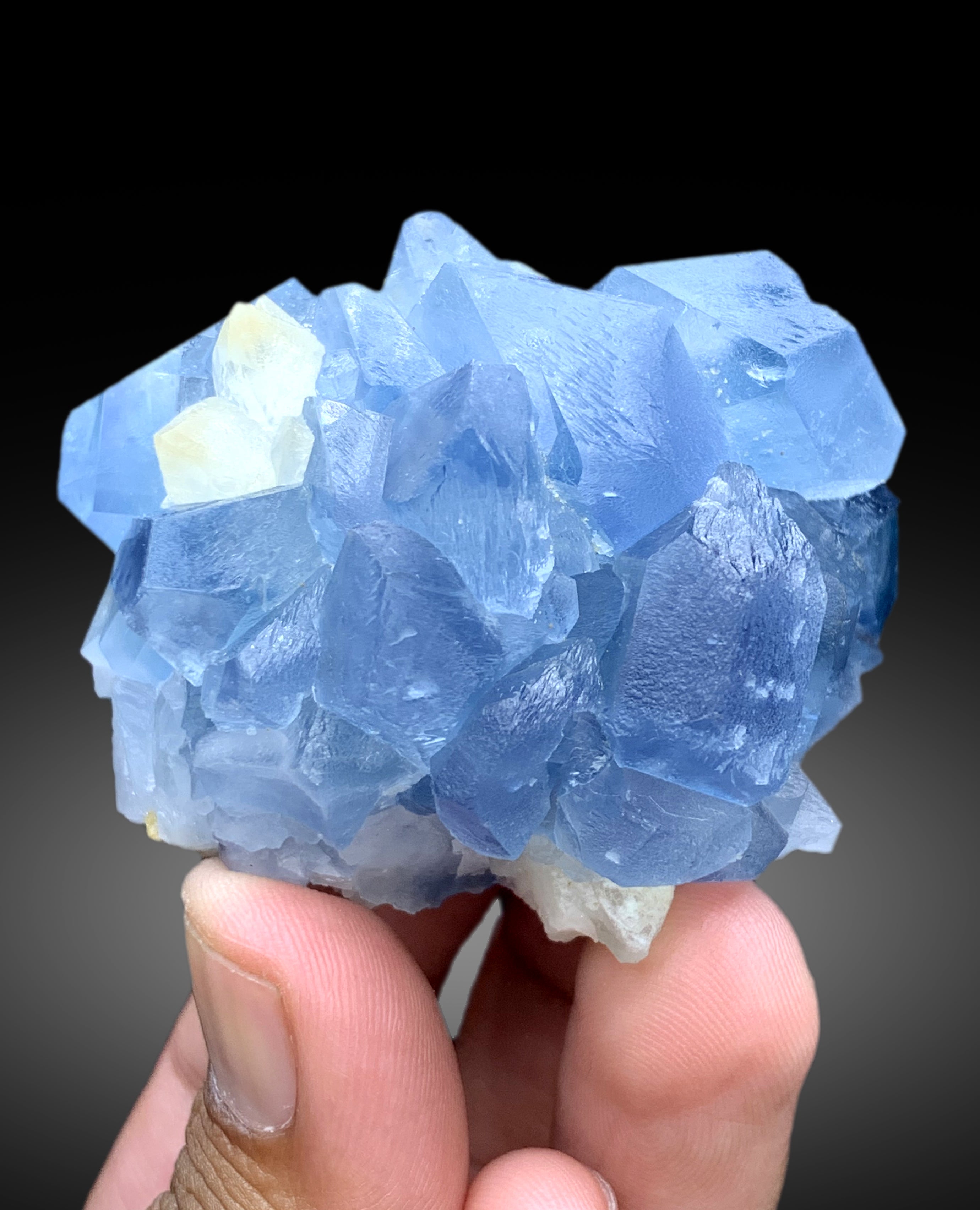 Natural Blue Color Celestine Cluster on Calcite from Afghanistan - 233 grams