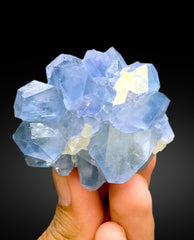 Natural Blue Color Celestine Cluster on Calcite from Afghanistan - 233 grams