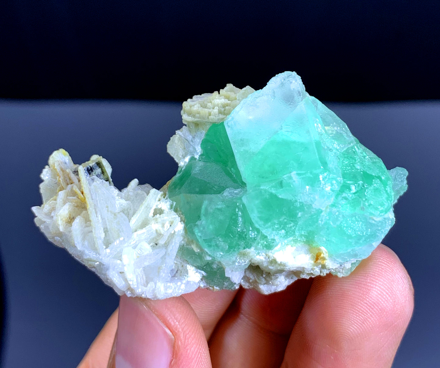 Green Fluorite on Albite from Pakistan - 57 gram
