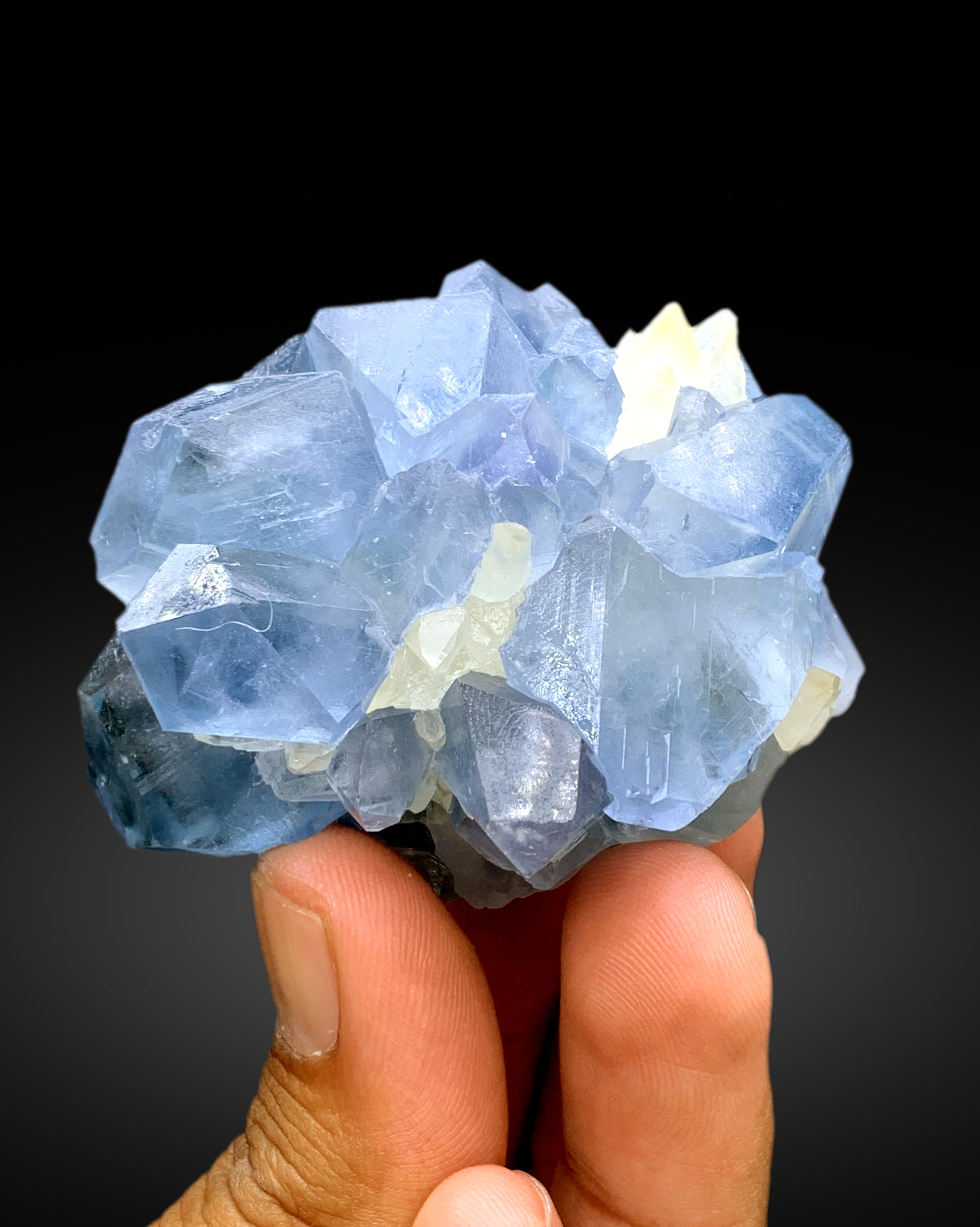 Natural Blue Color Celestine Cluster on Calcite from Afghanistan - 233 grams