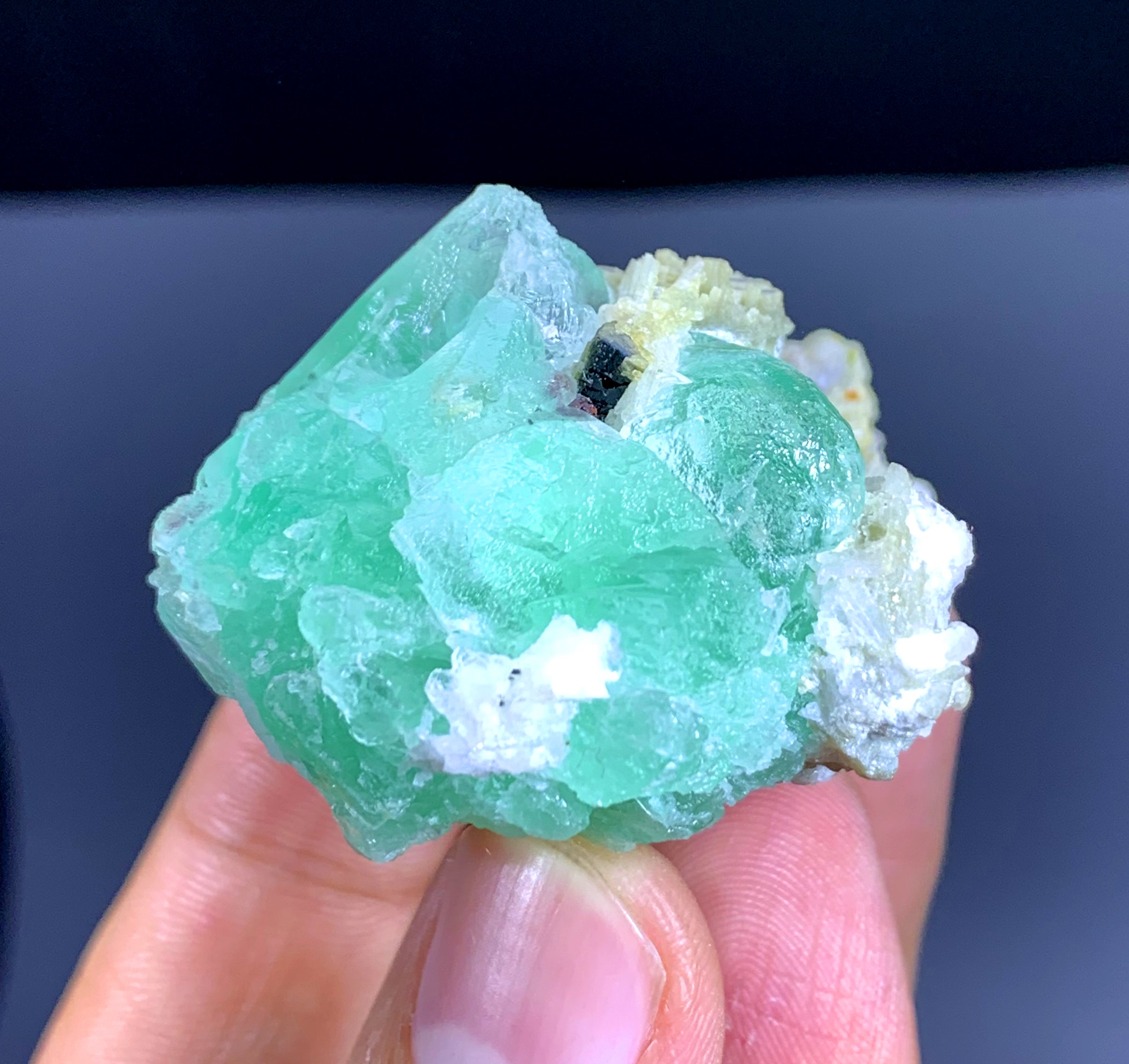 Green Fluorite on Albite from Pakistan - 57 gram