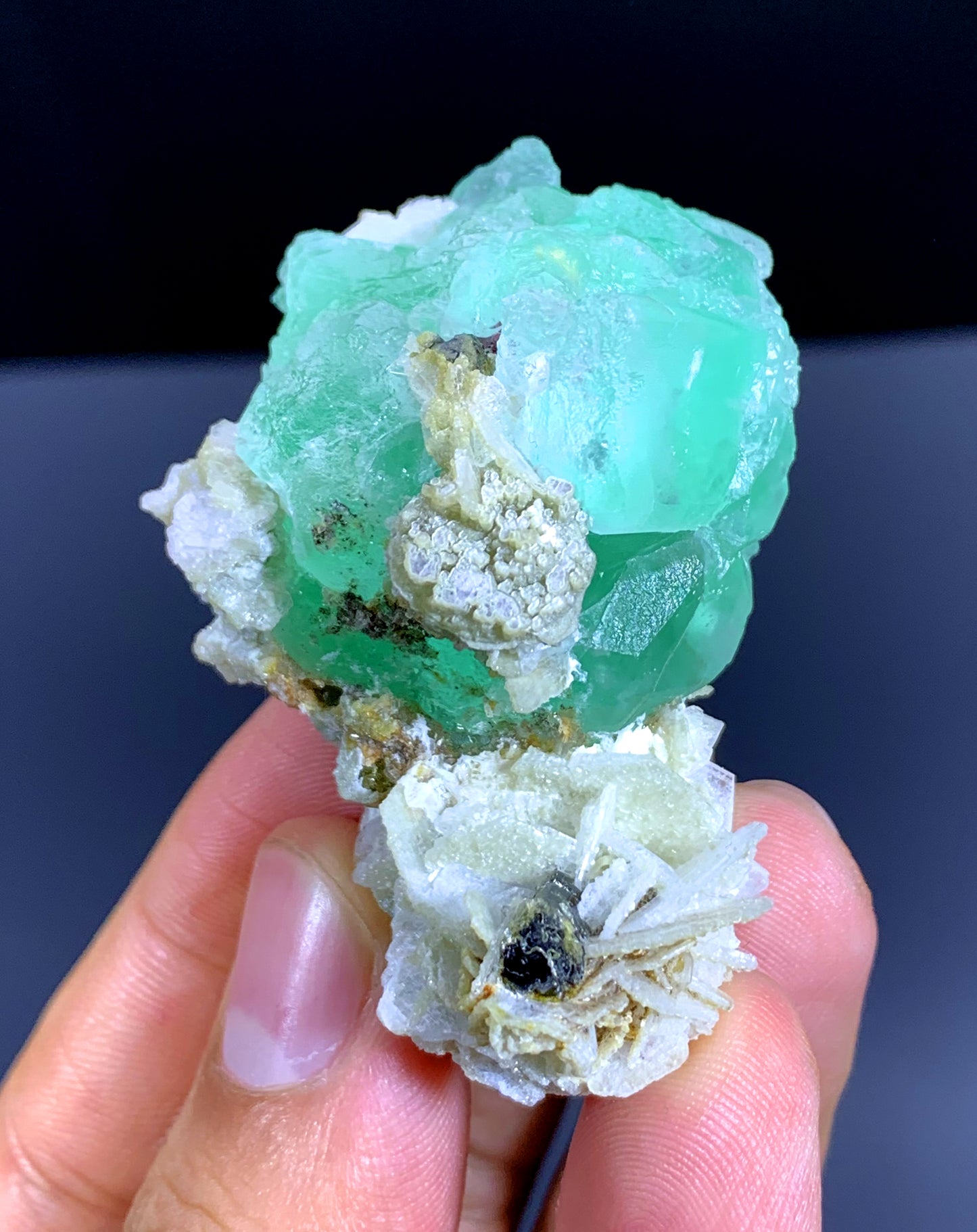 Green Fluorite on Albite from Pakistan - 57 gram