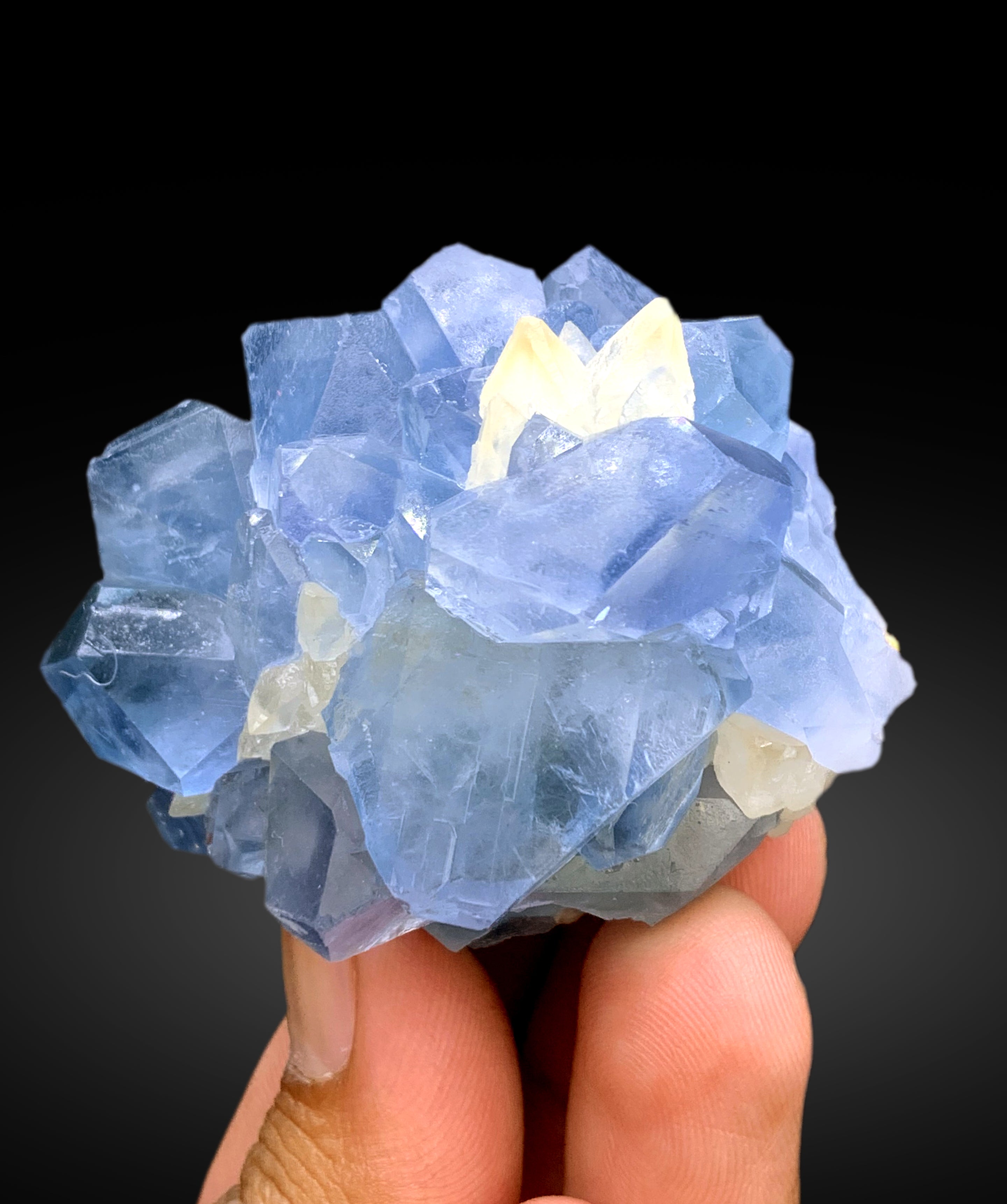 Natural Blue Color Celestine Cluster on Calcite from Afghanistan - 233 grams