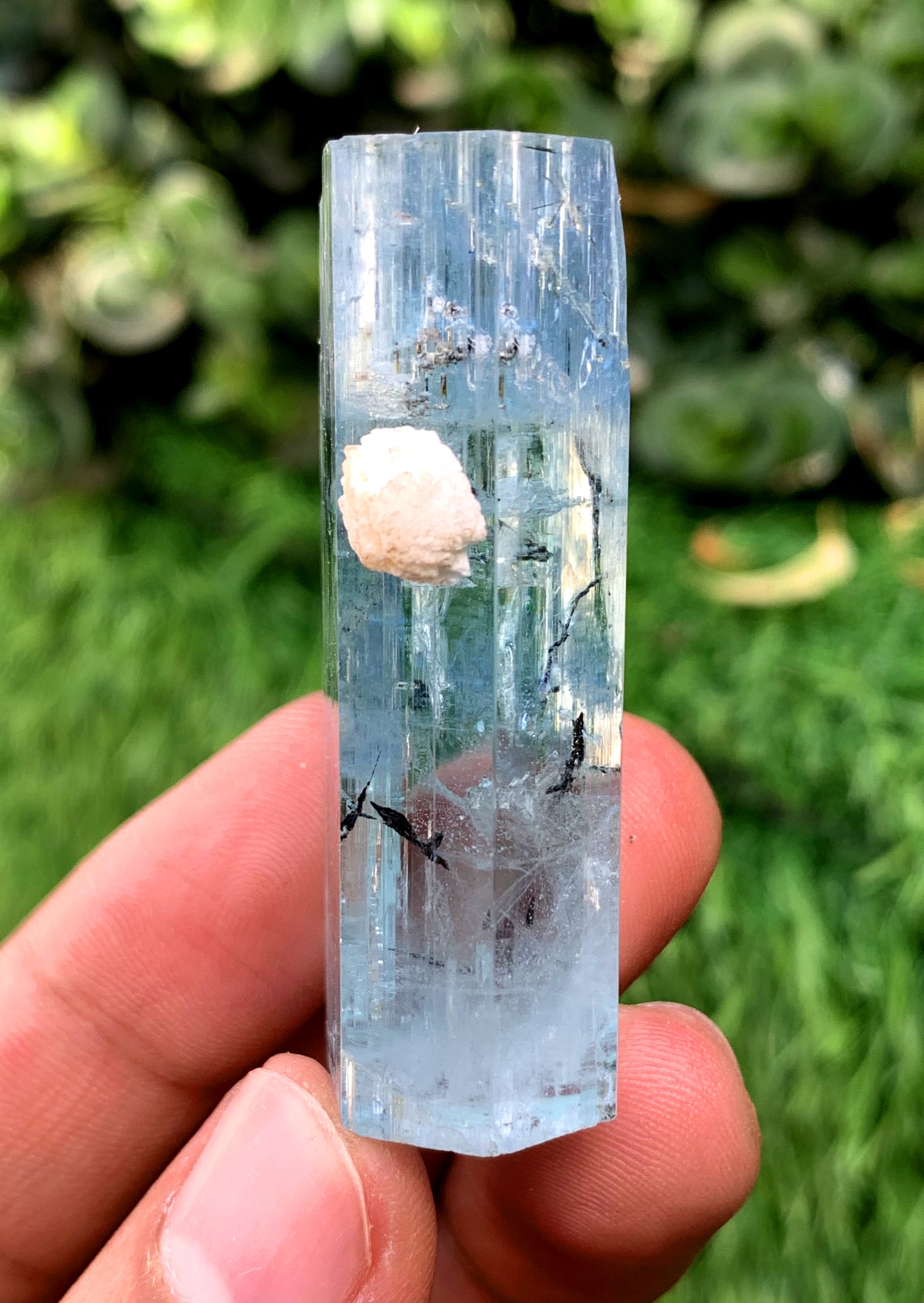 Sky Blue Aquamarine with Hematite Inclusions from Shigar valley Pakistan - 31 grams
