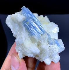 Sky Blue Aquamarine Crystals on Feldspar from Shigar valley Pakistan - 64 gram