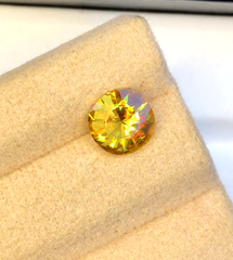 Yellow Full Fire Titanite Sphene Gemstone, Loose Gemstone, Round Cut Faceted Rare Sphene - 1.20 CT