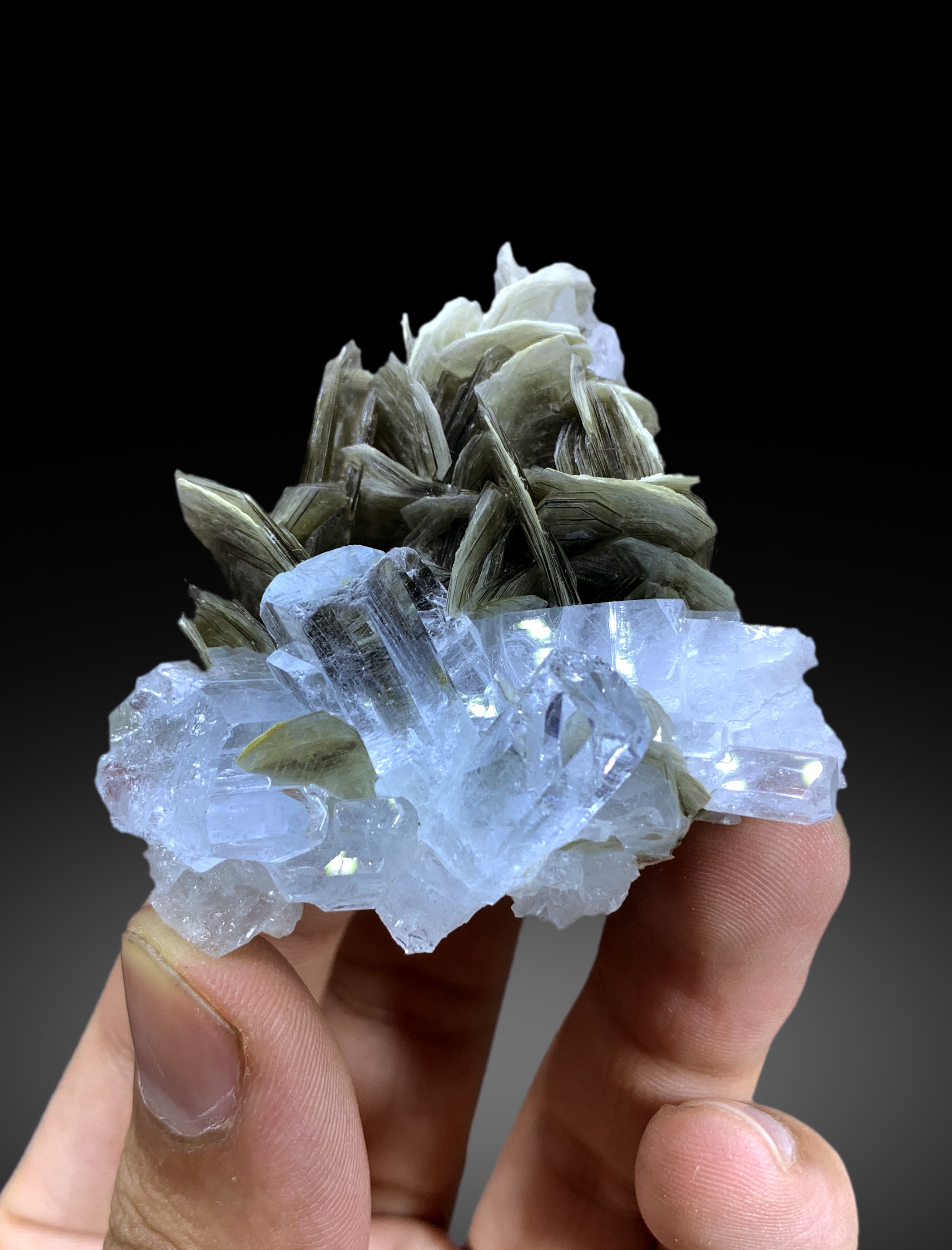 Sky Blue Aquamarine Cluster on Muscovite from Pakistan - 50 gram