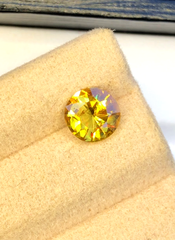 Yellow Full Fire Titanite Sphene Gemstone, Loose Gemstone, Round Cut Faceted Rare Sphene - 1.20 CT