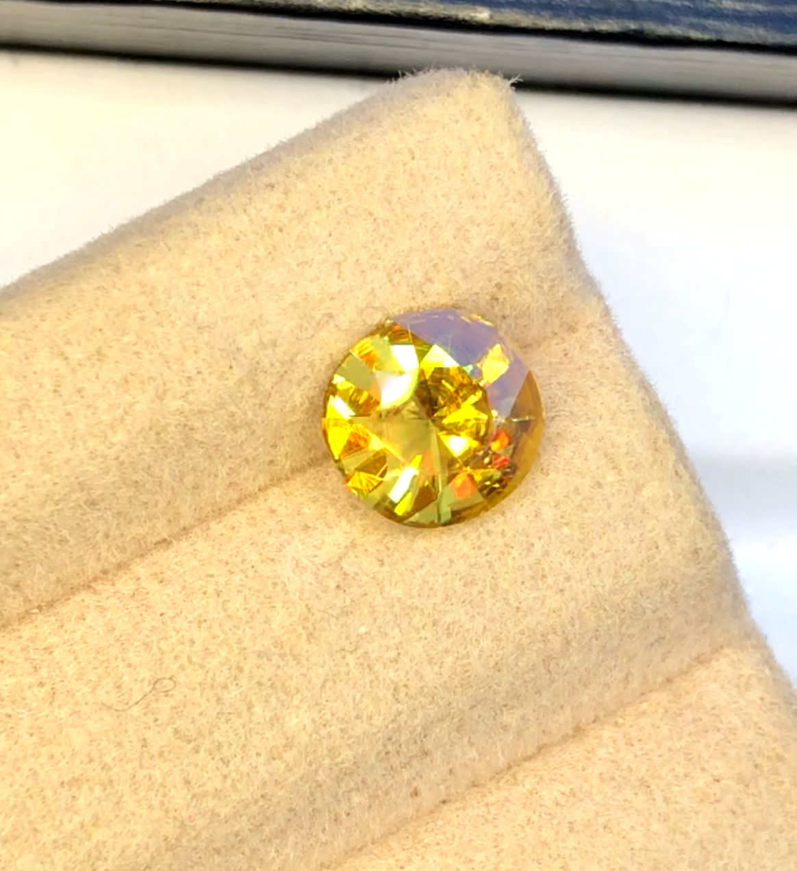 Yellow Full Fire Titanite Sphene Gemstone, Loose Gemstone, Round Cut Faceted Rare Sphene - 1.20 CT