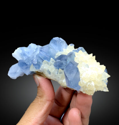 Blue Color Celestine Crystals with Calcite, Celestine Specimen, Celestine from Baghdis, Mine Afghanistan - 289 gram