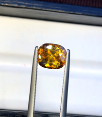 Yellow Full Fire Titanite Sphene Gemstone, Loose Gemstone, Cusshion Cut Faceted Rare Sphene - 2.60 CT