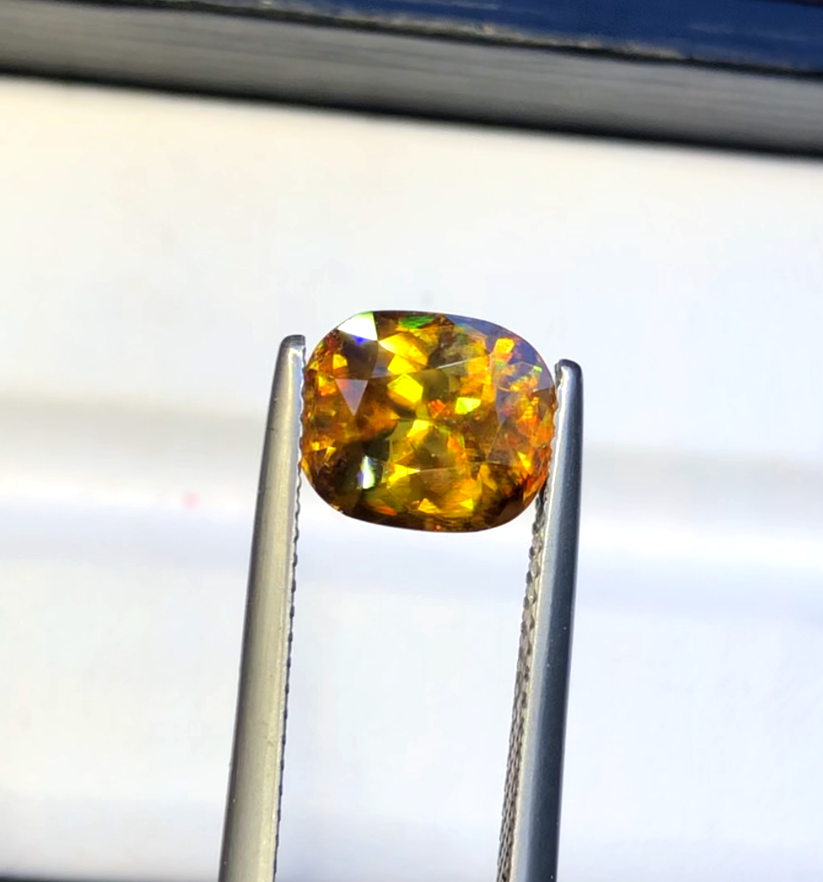 Yellow Full Fire Titanite Sphene Gemstone, Loose Gemstone, Cusshion Cut Faceted Rare Sphene - 2.60 CT