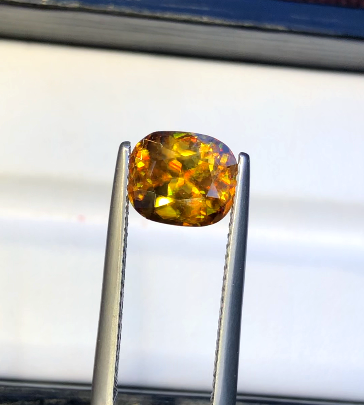 Yellow Full Fire Titanite Sphene Gemstone, Loose Gemstone, Cusshion Cut Faceted Rare Sphene - 2.60 CT