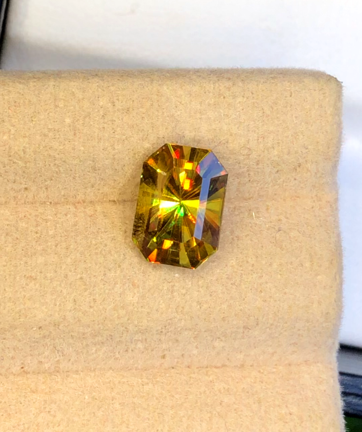 Yellow Full Fire Titanite Sphene Gemstone, Loose Gemstone, Emerald Shape Faceted Rare Sphene - 2.30 CT